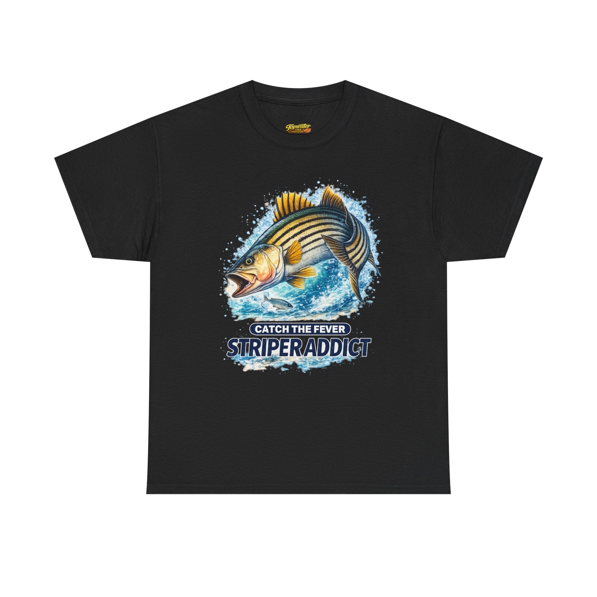 Striper Addict Fishing T‑Shirt — Catch the Fever Striped Bass Tee