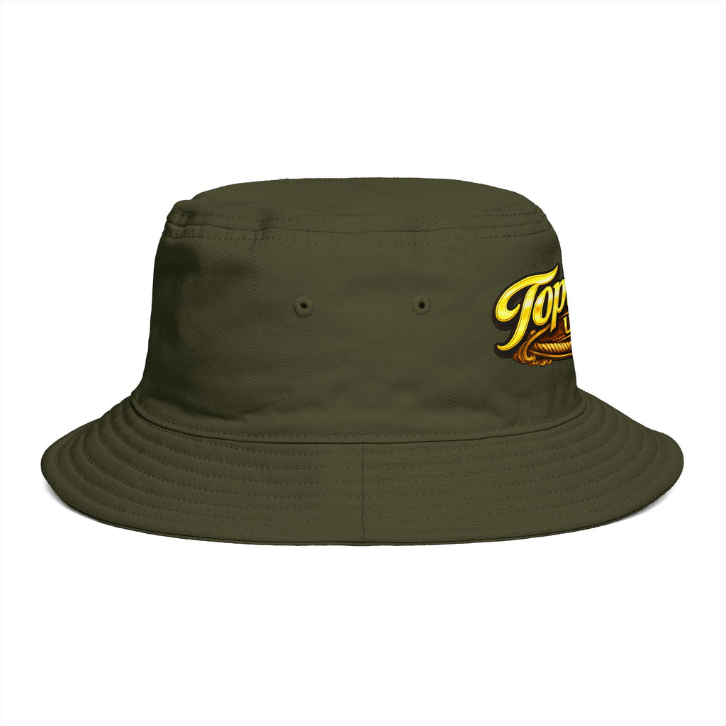 Topwater USA Bucket Hat — Retro Fishing Logo with American Flag
