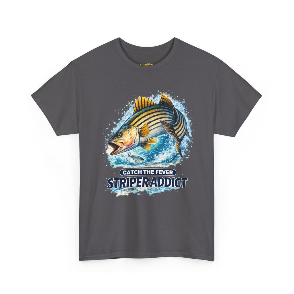 Striper Addict Fishing T‑Shirt — Catch the Fever Striped Bass Tee