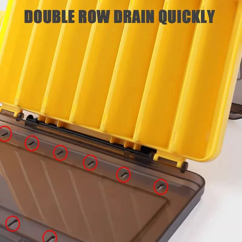 Double Sided Fishing Lure Boxes 12 Compartments Fishing Tackle Organizer With 2 Buckle Plastic Clear Storage Case