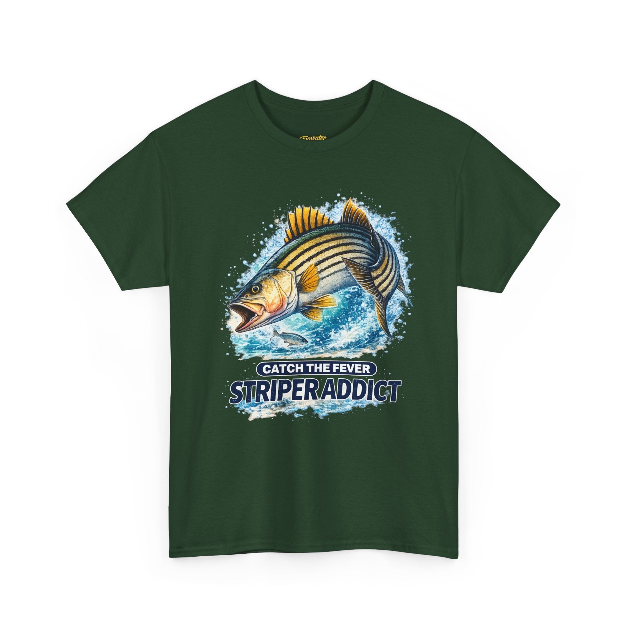 Striper Addict Fishing T‑Shirt — Catch the Fever Striped Bass Tee