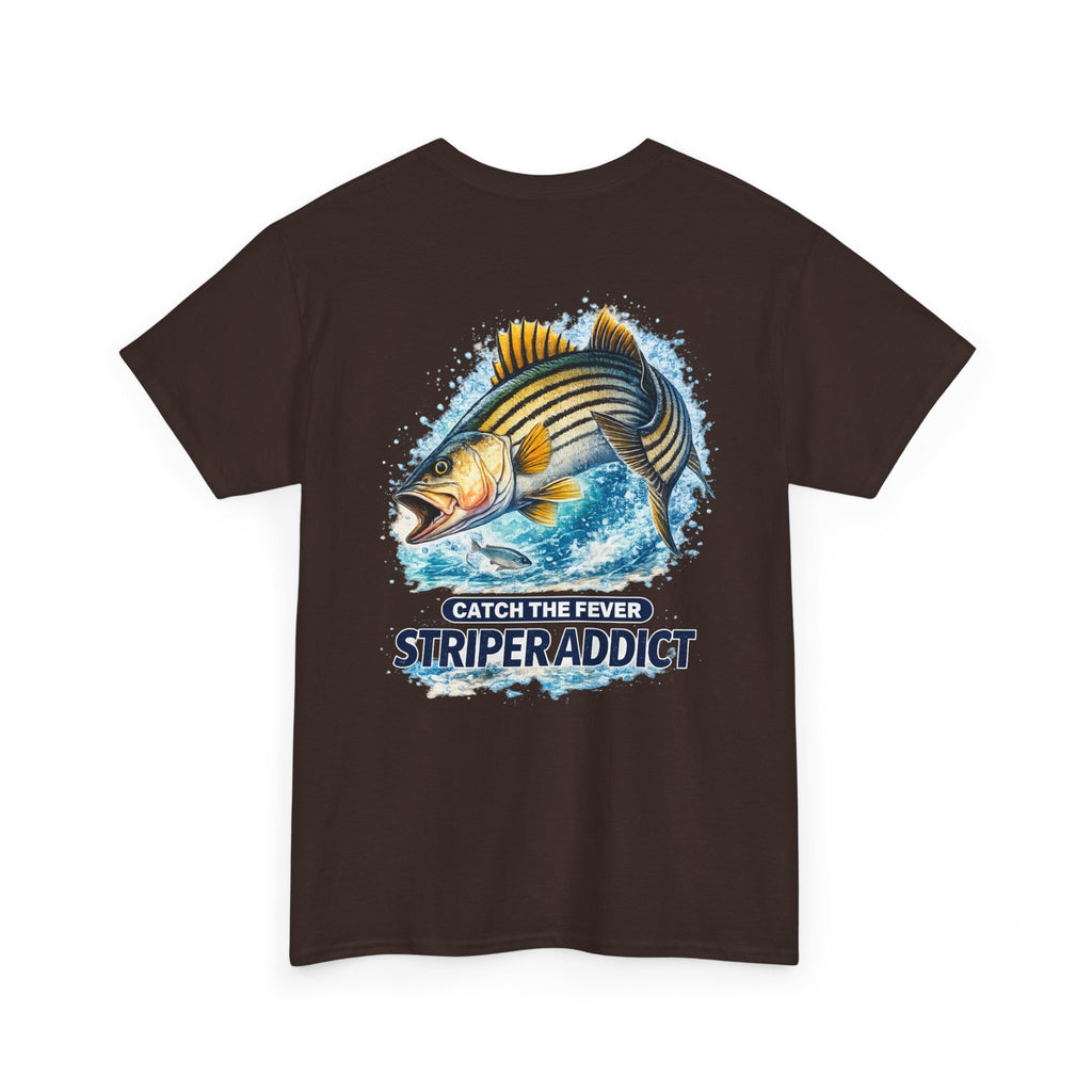 Striper Addict Fishing T‑Shirt — Catch the Fever Striped Bass Tee