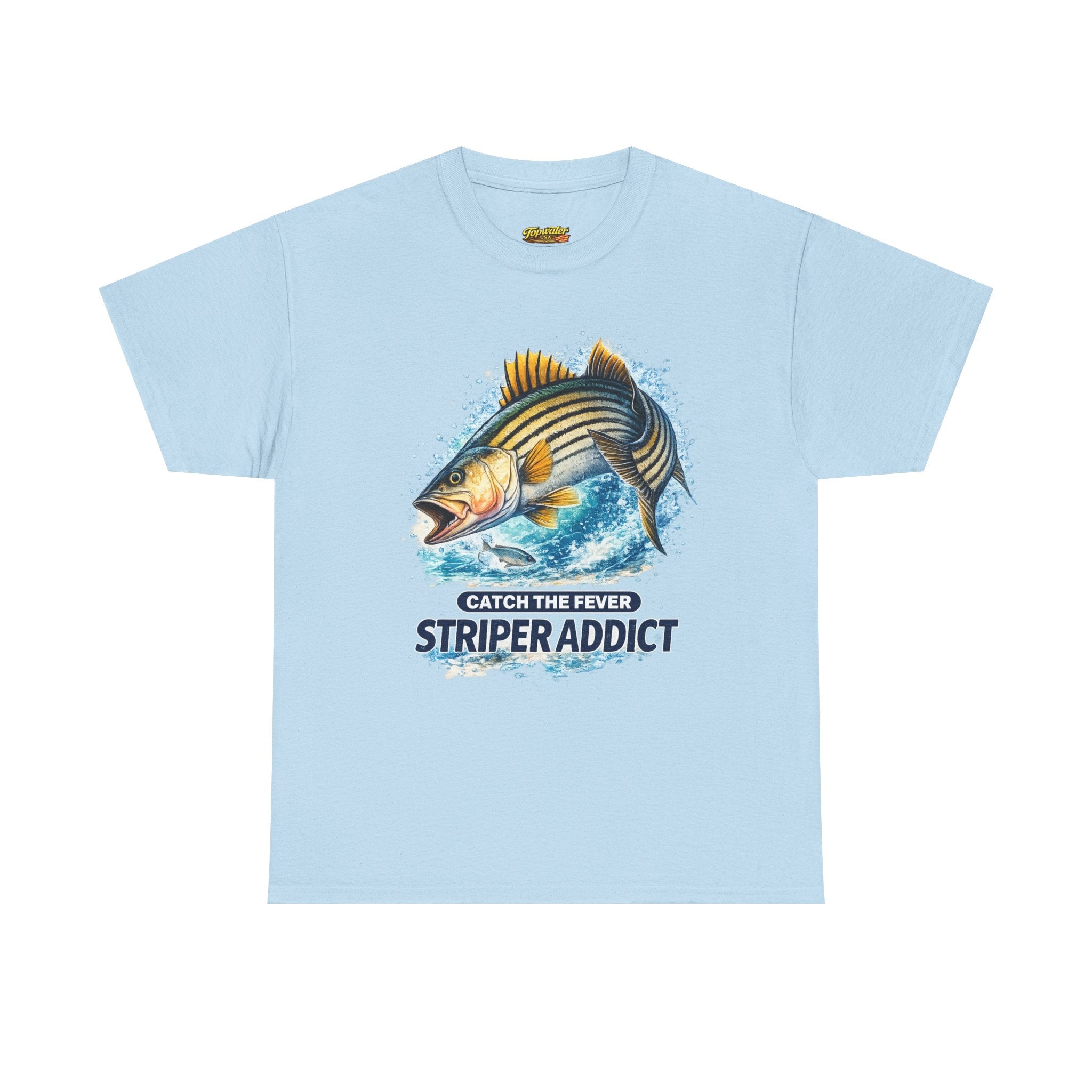 Striper Addict Fishing T‑Shirt — Catch the Fever Striped Bass Tee