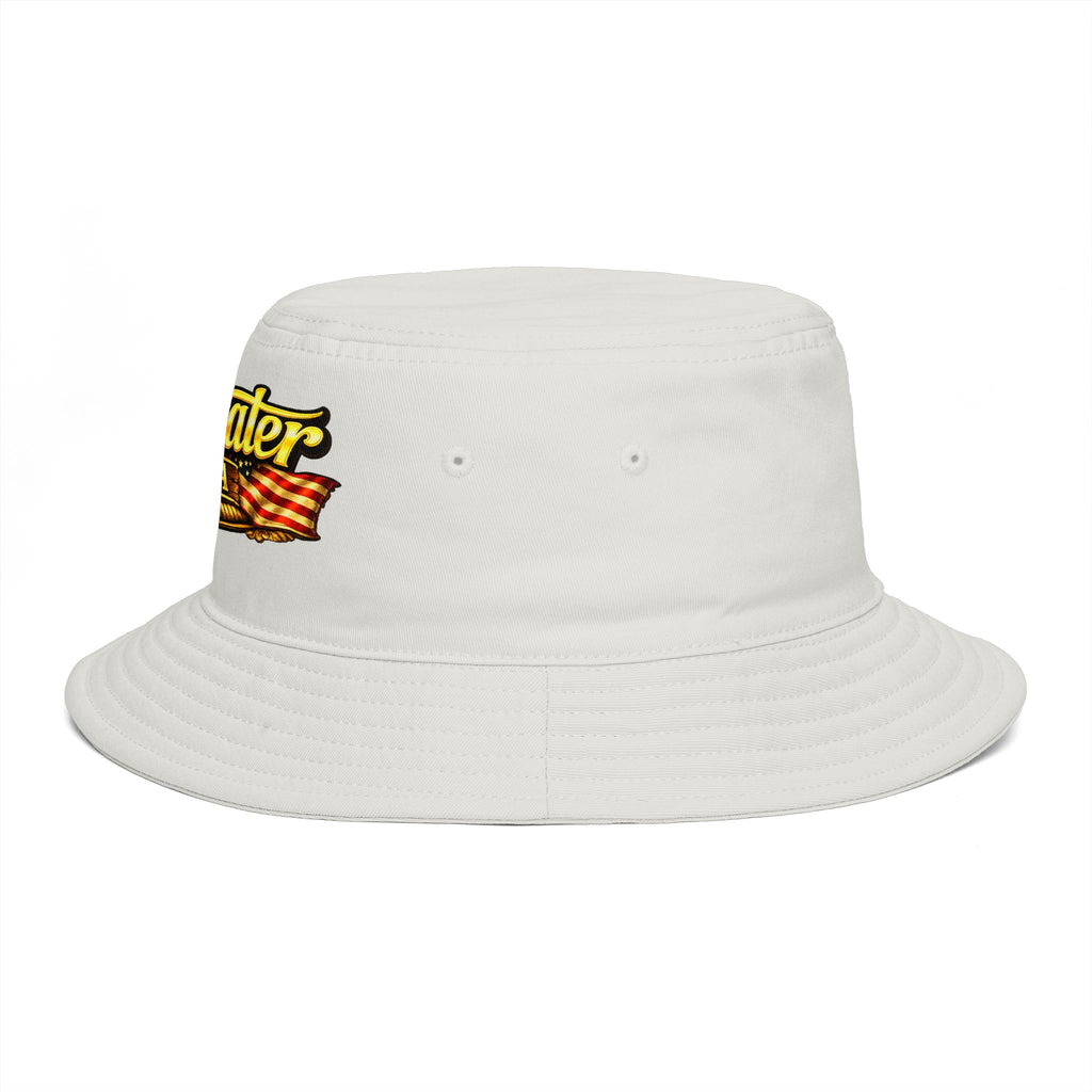 Topwater USA Bucket Hat — Retro Fishing Logo with American Flag