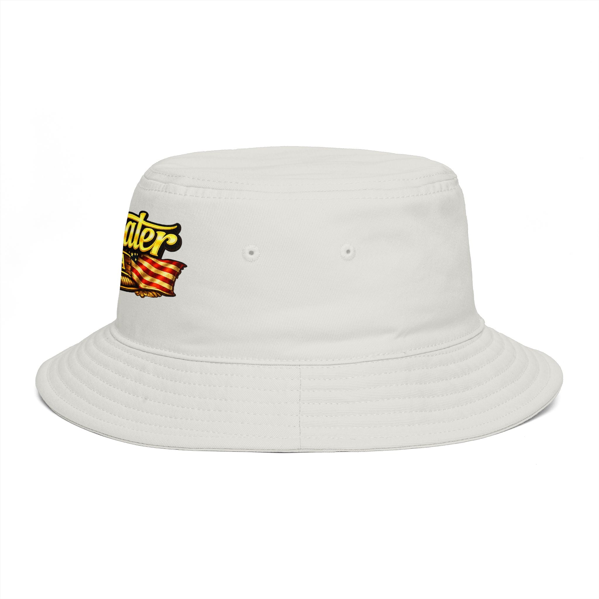 Topwater USA Bucket Hat — Retro Fishing Logo with American Flag