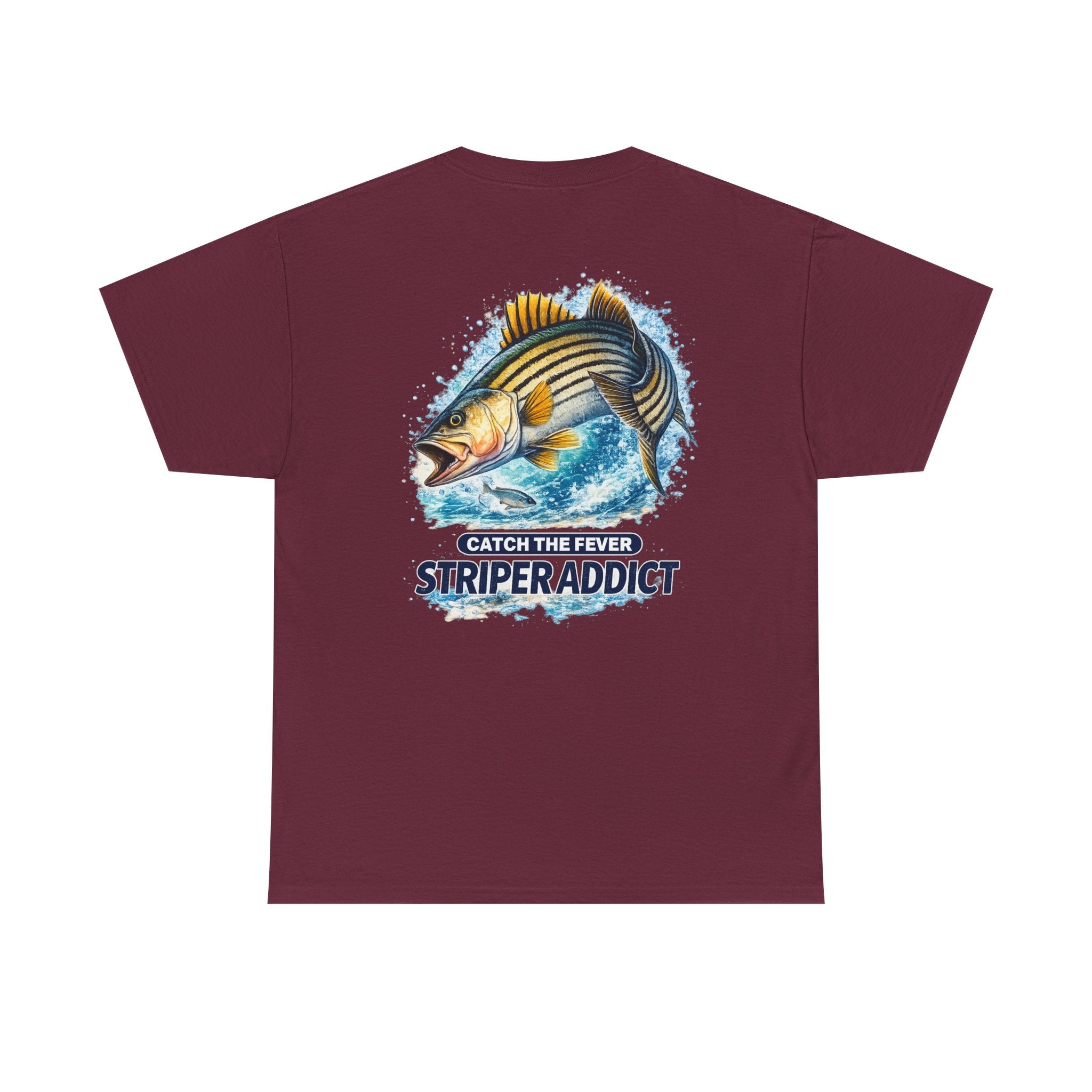 Striper Addict Fishing T‑Shirt — Catch the Fever Striped Bass Tee