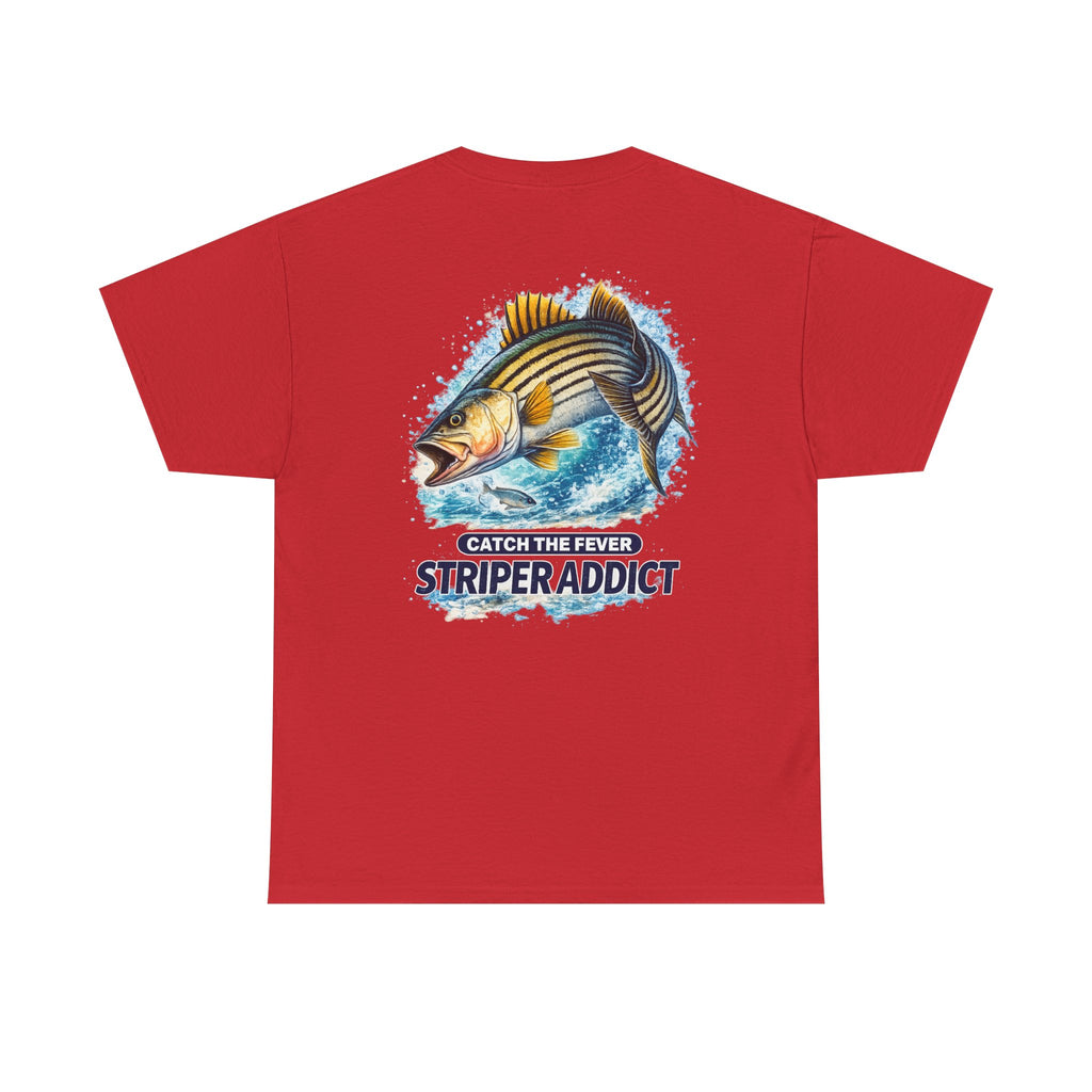Striper Addict Fishing T‑Shirt — Catch the Fever Striped Bass Tee