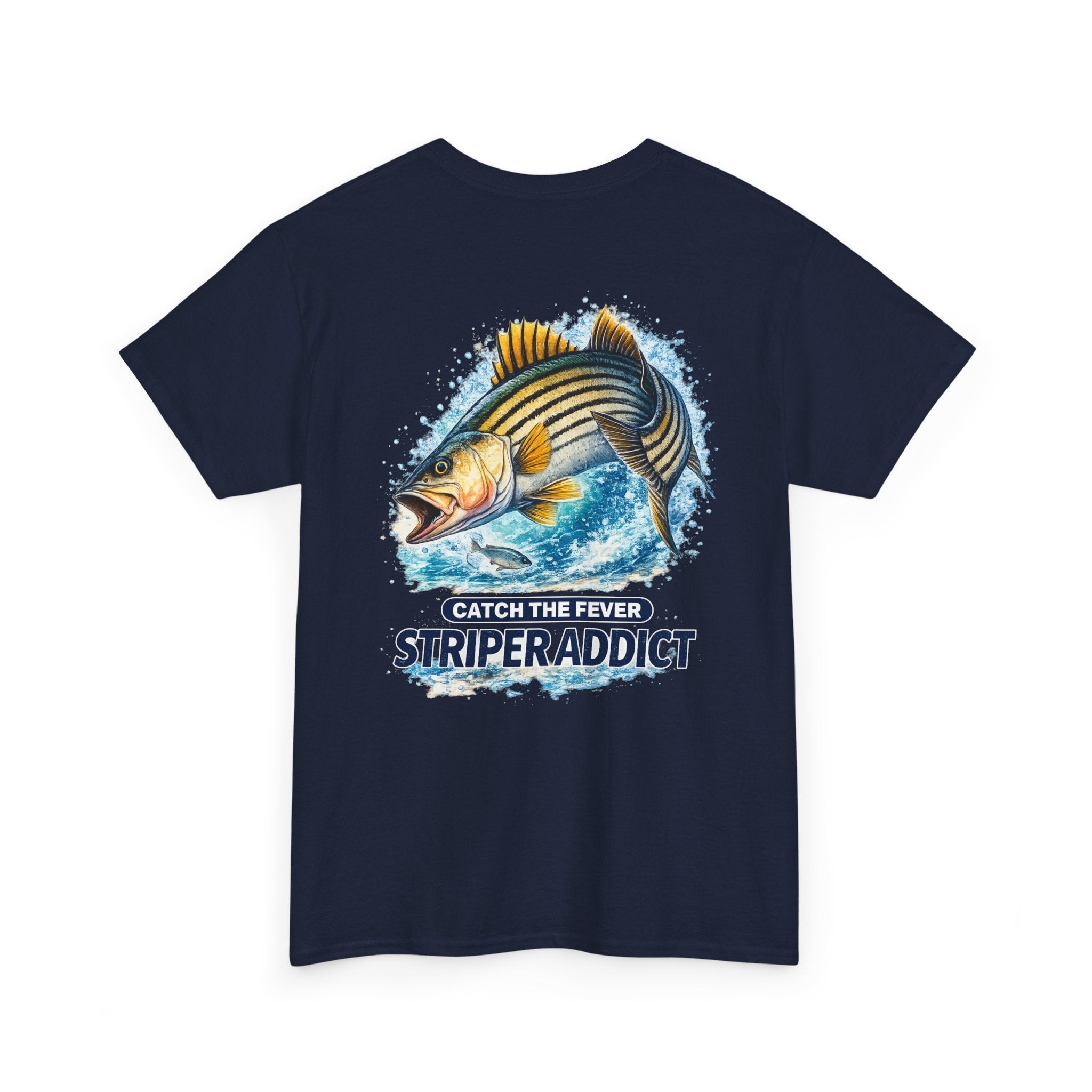 Striper Addict Fishing T‑Shirt — Catch the Fever Striped Bass Tee