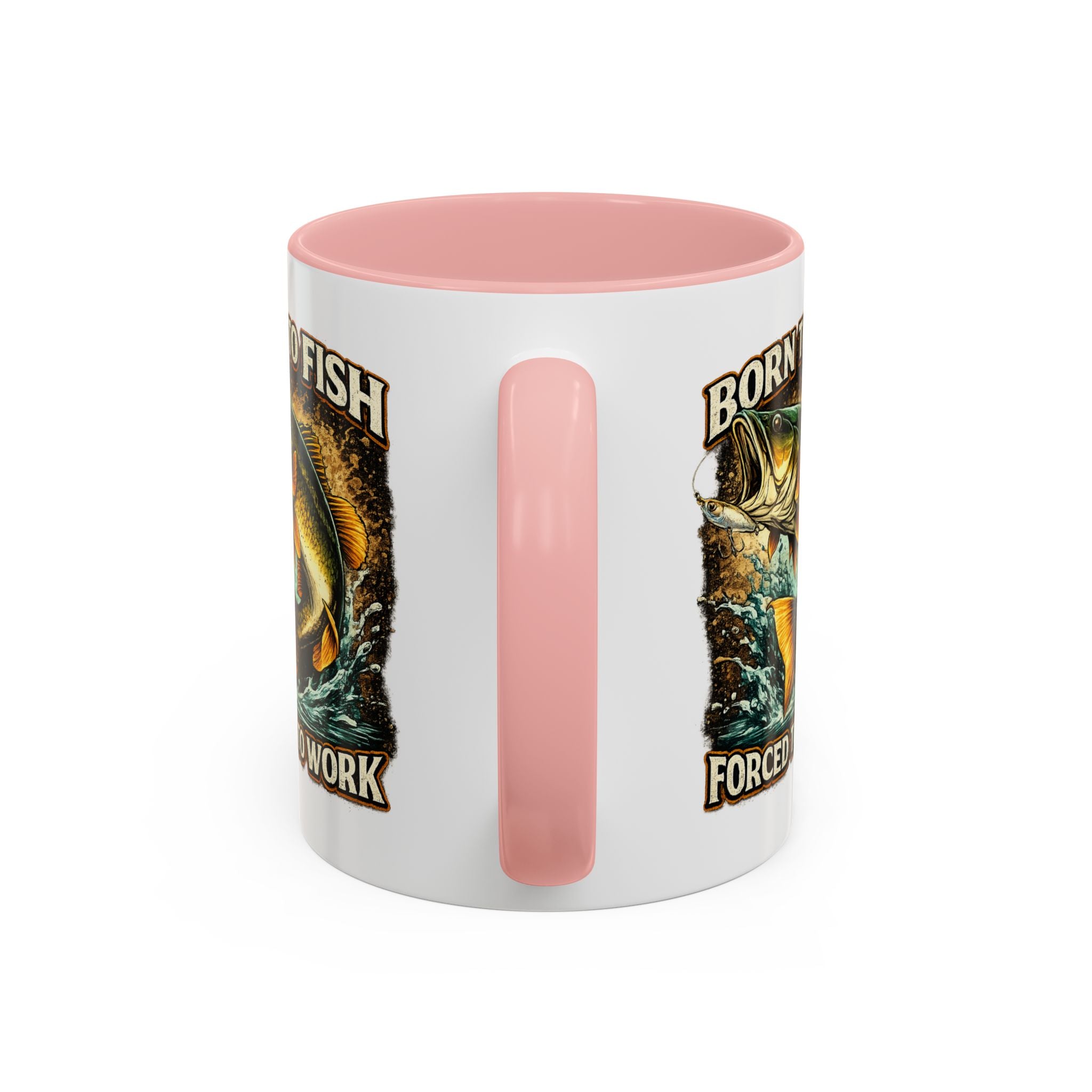 Born to Fish Accent Coffee Mug — “Born to Fish, Forced to Work” Fishing Mug