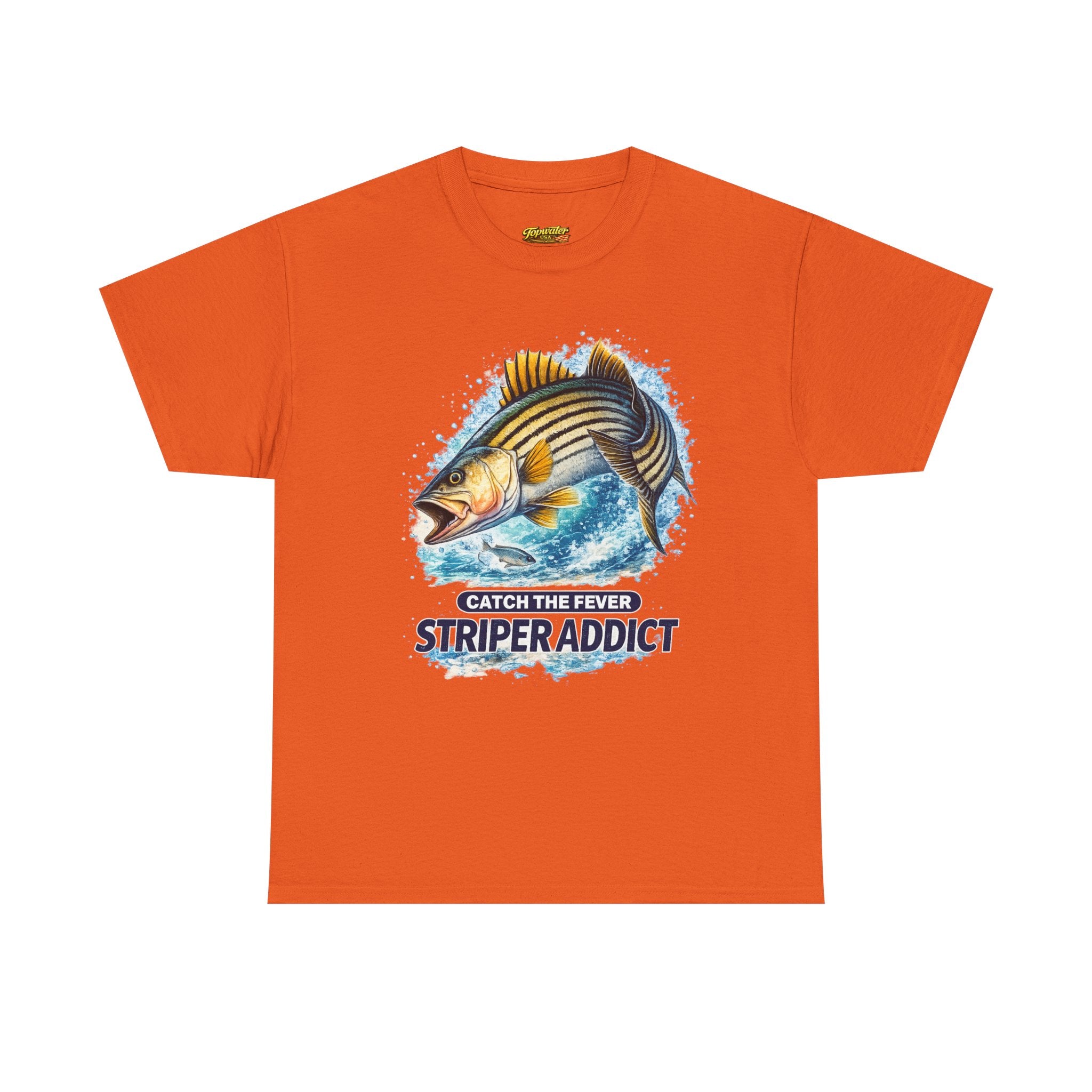 Striper Addict Fishing T‑Shirt — Catch the Fever Striped Bass Tee