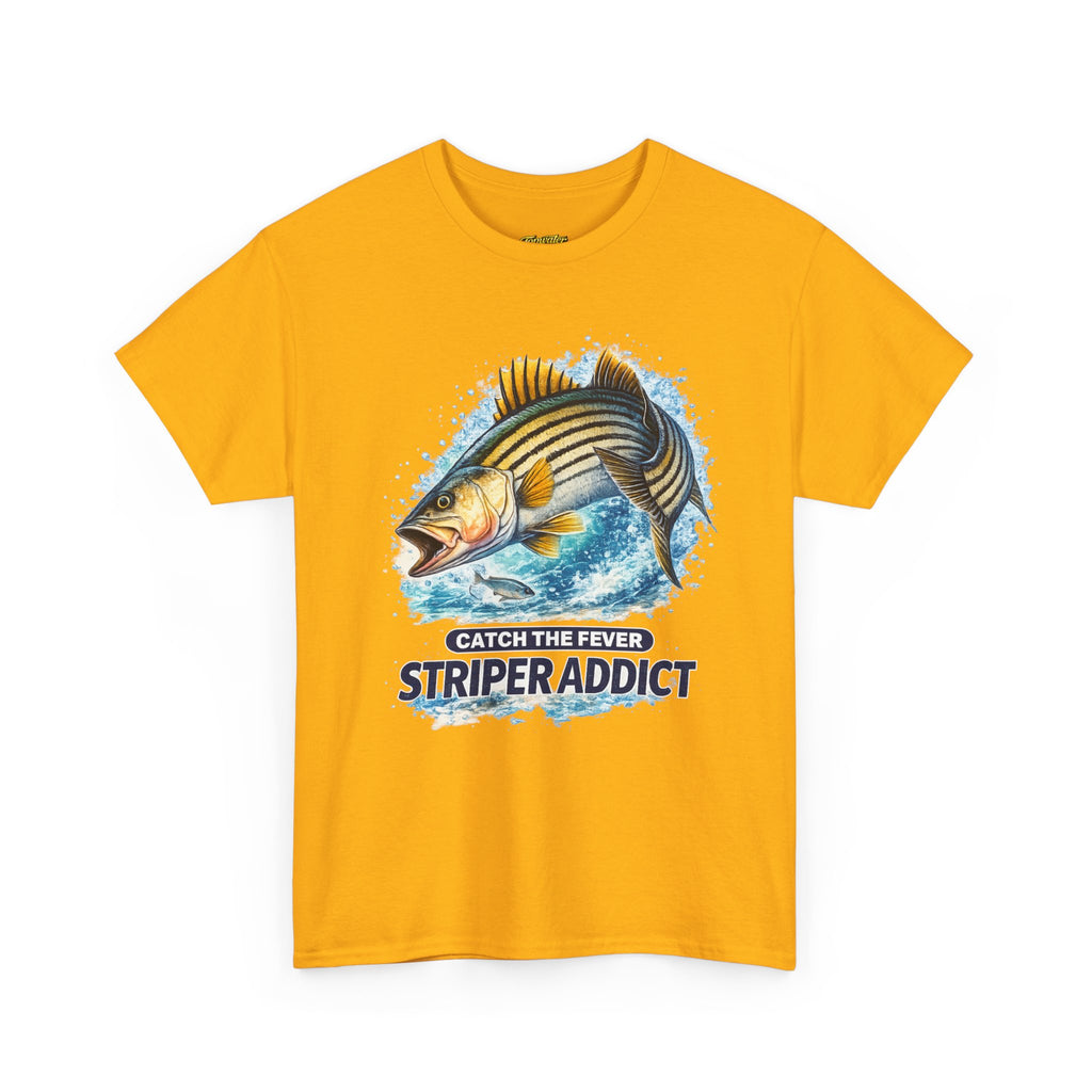 Striper Addict Fishing T‑Shirt — Catch the Fever Striped Bass Tee