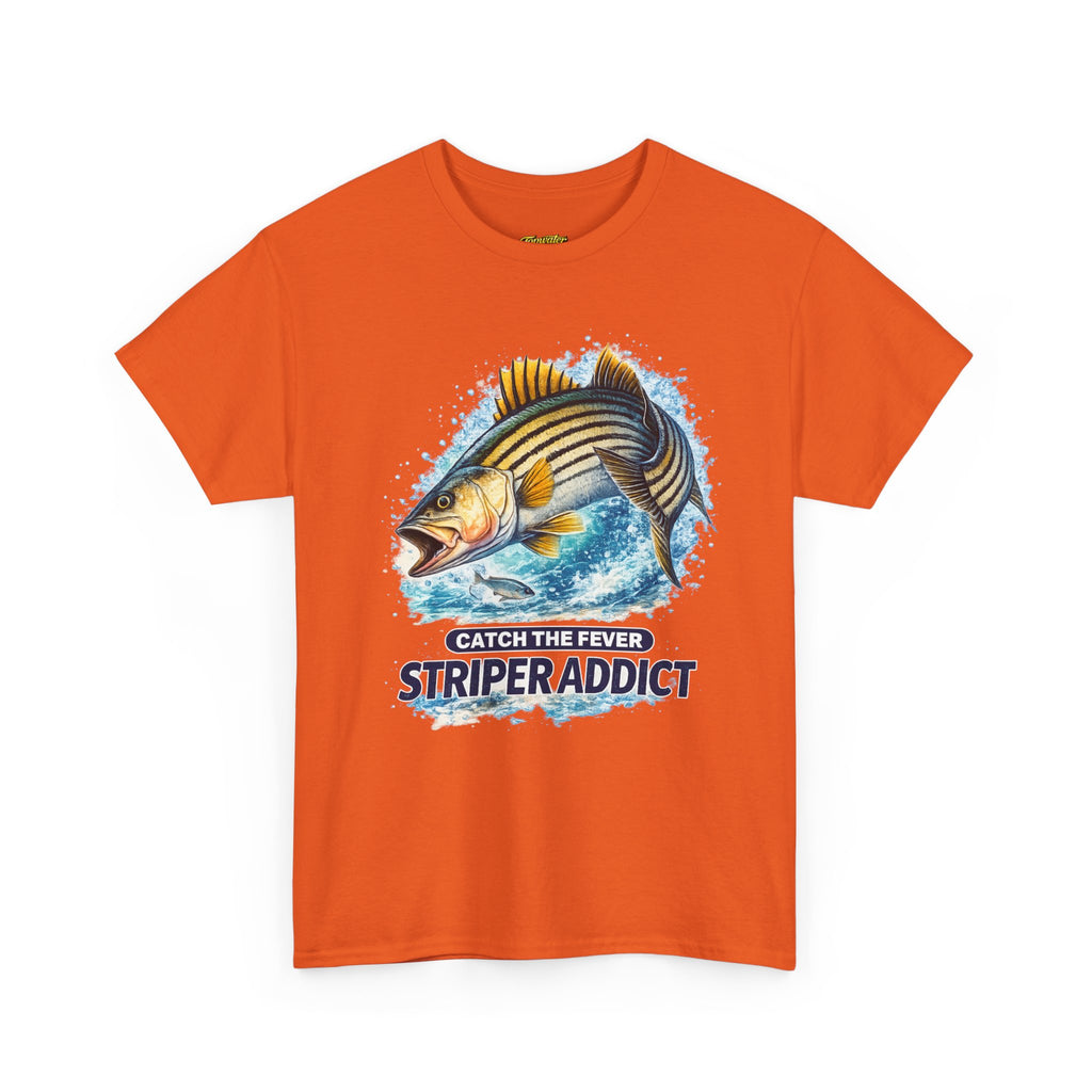 Striper Addict Fishing T‑Shirt — Catch the Fever Striped Bass Tee