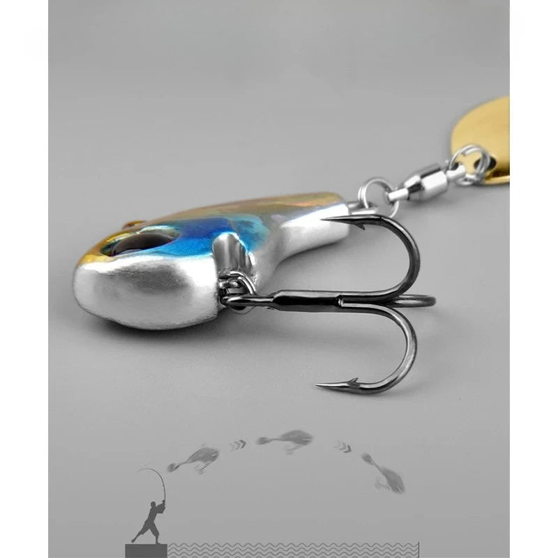 5 Pcs Hard Metal Lure Set Rotating VIB Jig Spoon Spinner Artificial Bait For Saltwater Freshwater Bass Pike Trout Fishing