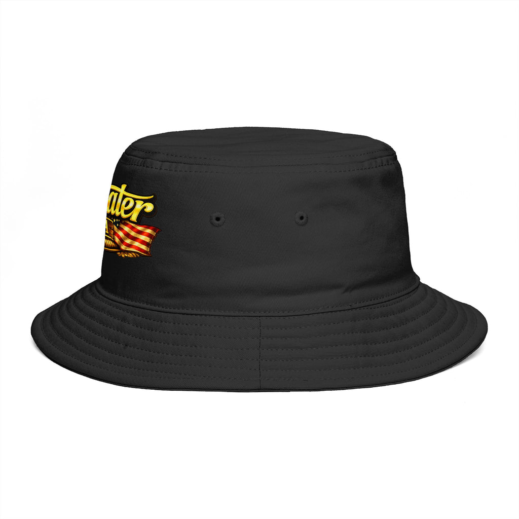Topwater USA Bucket Hat — Retro Fishing Logo with American Flag