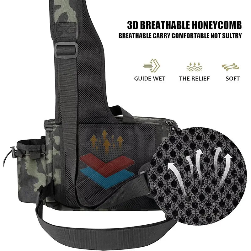 New Fishing Tackle Backpack Lure Box Gear Storage Bag Fanny Pack for Men Fly Fishing Backpack with Rod Holder Sling Shoulder Bag
