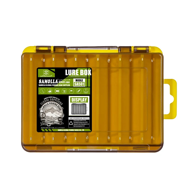 Double Sided Fishing Lure Boxes 12 Compartments Fishing Tackle Organizer With 2 Buckle Plastic Clear Storage Case