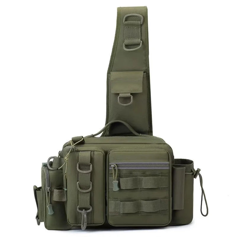 New Fishing Tackle Backpack Lure Box Gear Storage Bag Fanny Pack for Men Fly Fishing Backpack with Rod Holder Sling Shoulder Bag