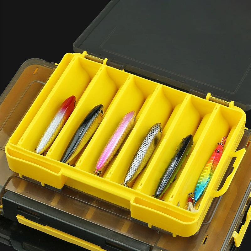 Double Sided Fishing Lure Boxes 12 Compartments Fishing Tackle Organizer With 2 Buckle Plastic Clear Storage Case