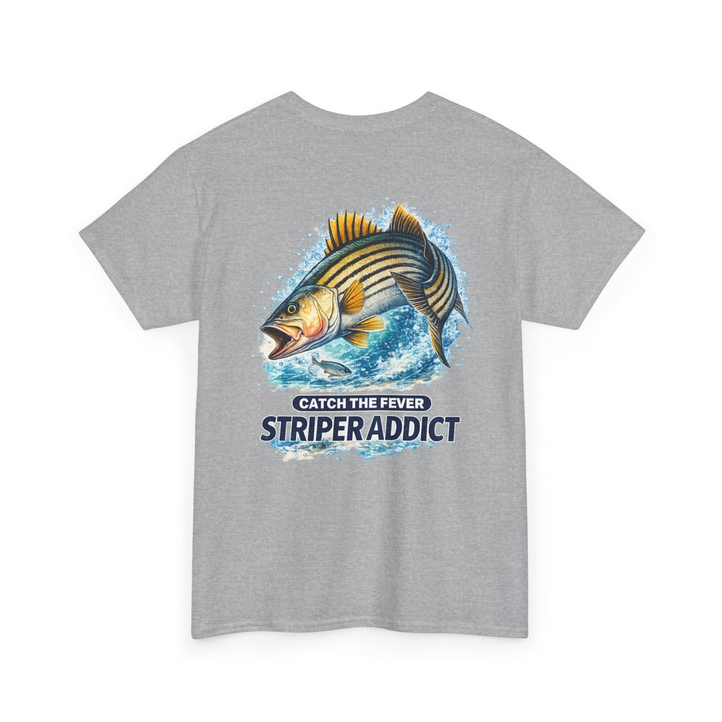 Striper Addict Fishing T‑Shirt — Catch the Fever Striped Bass Tee