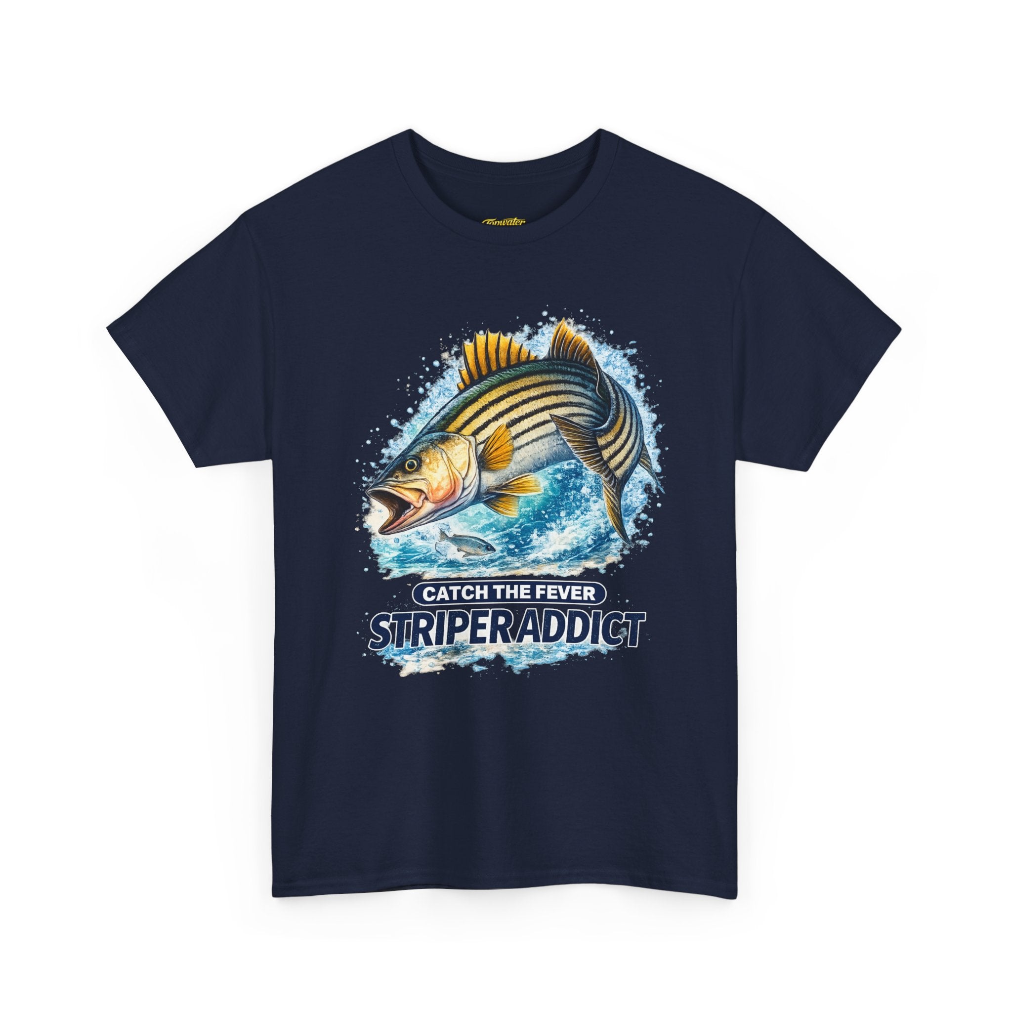 Striper Addict Fishing T‑Shirt — Catch the Fever Striped Bass Tee
