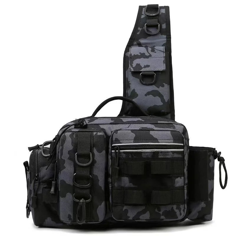 New Fishing Tackle Backpack Lure Box Gear Storage Bag Fanny Pack for Men Fly Fishing Backpack with Rod Holder Sling Shoulder Bag