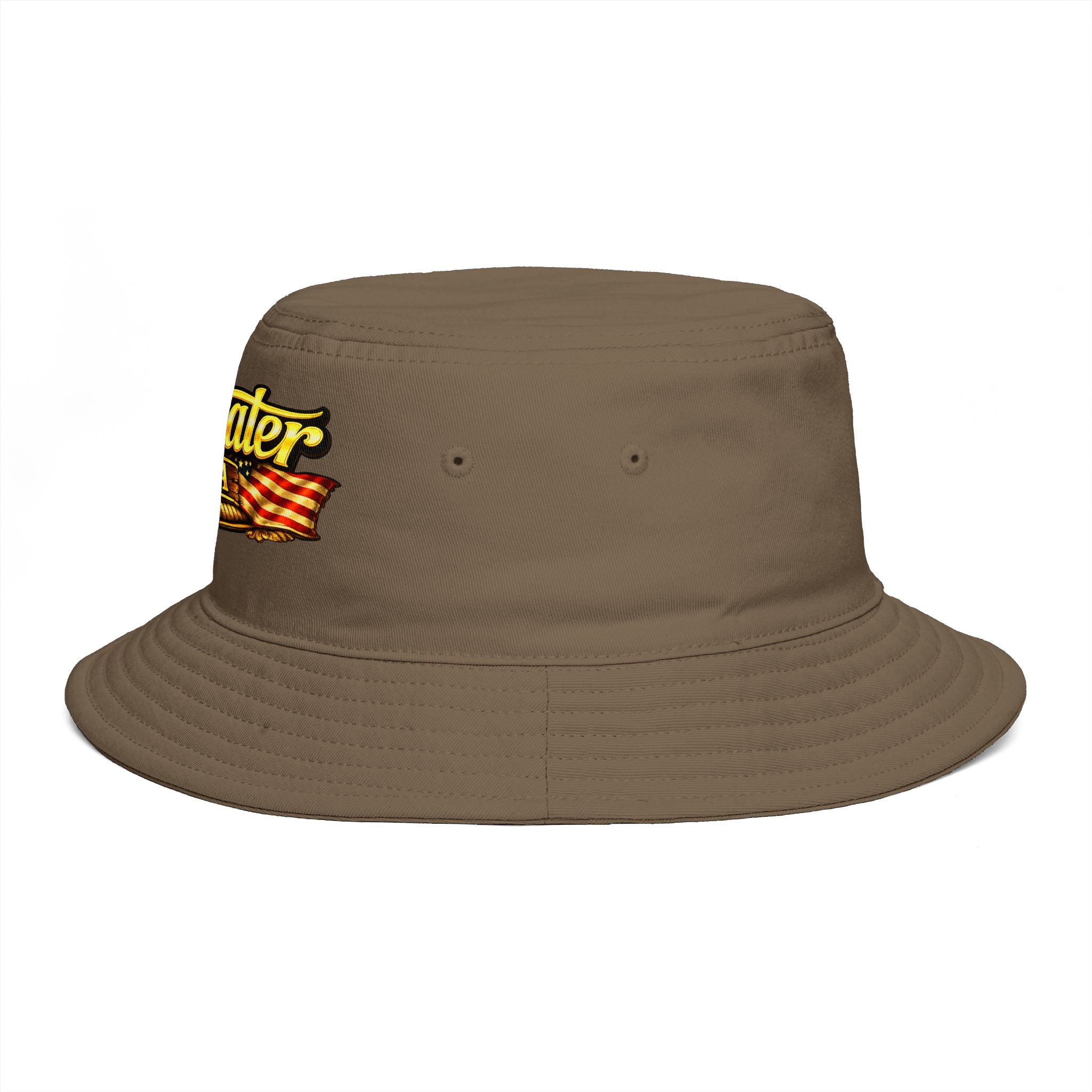 Topwater USA Bucket Hat — Retro Fishing Logo with American Flag