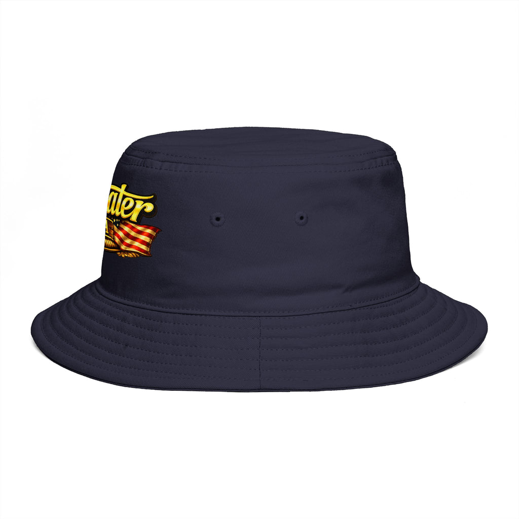 Topwater USA Bucket Hat — Retro Fishing Logo with American Flag