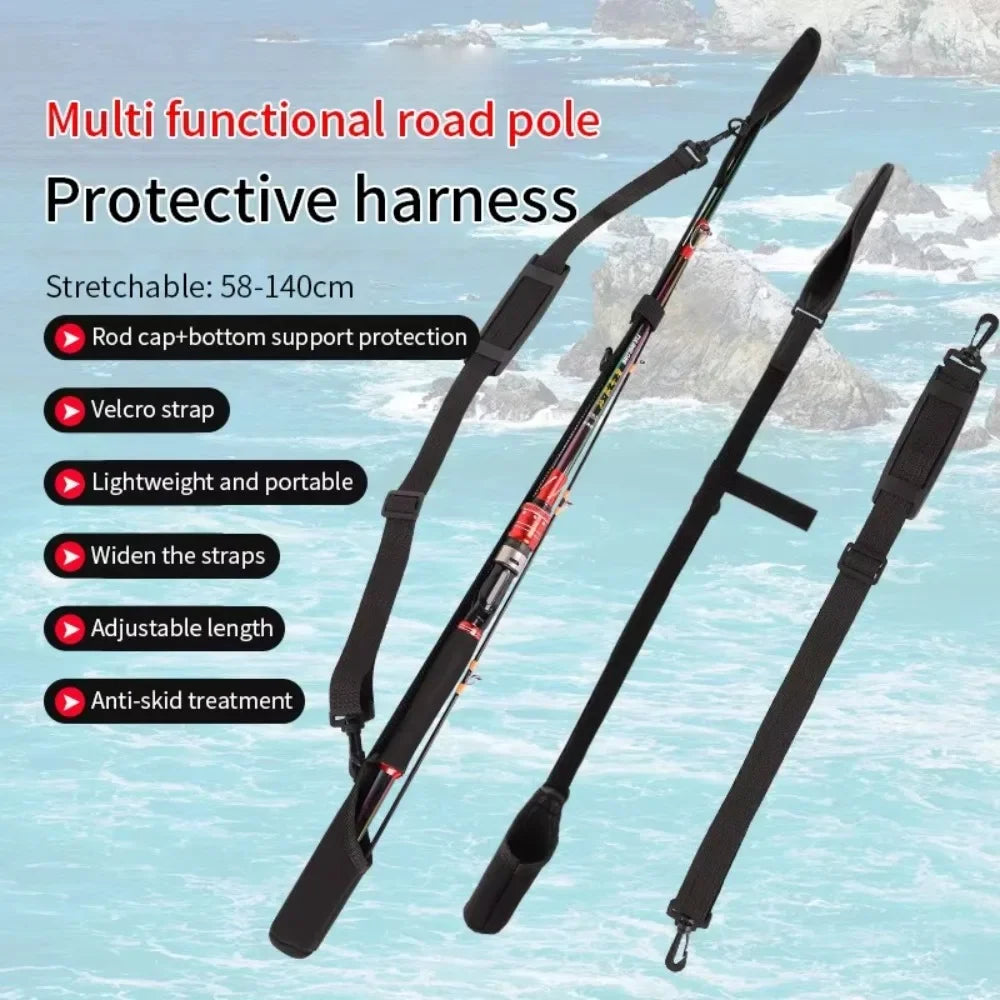 Adjustable Fishing Rod Storage Bag Portable Fishing Rod Shoulder Belt Fishing Rod Belt Protector Reel Fishing Accessories