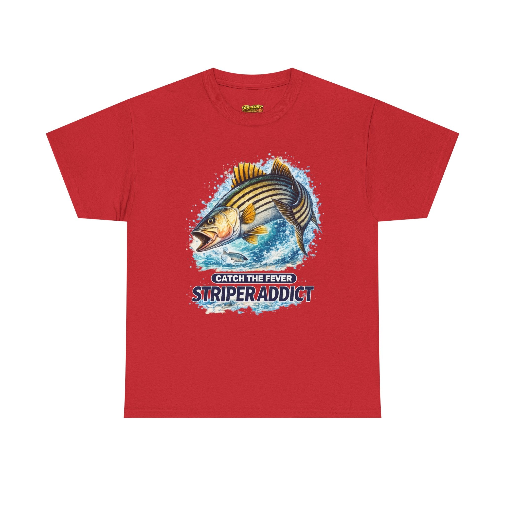 Striper Addict Fishing T‑Shirt — Catch the Fever Striped Bass Tee