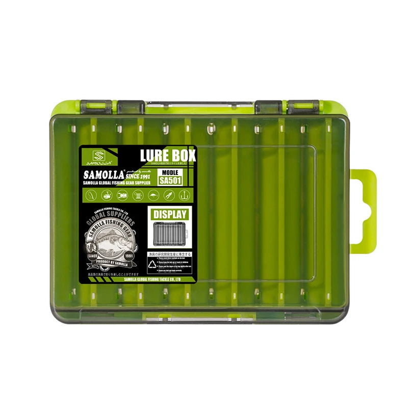 Double Sided Fishing Lure Boxes 12 Compartments Fishing Tackle Organizer With 2 Buckle Plastic Clear Storage Case