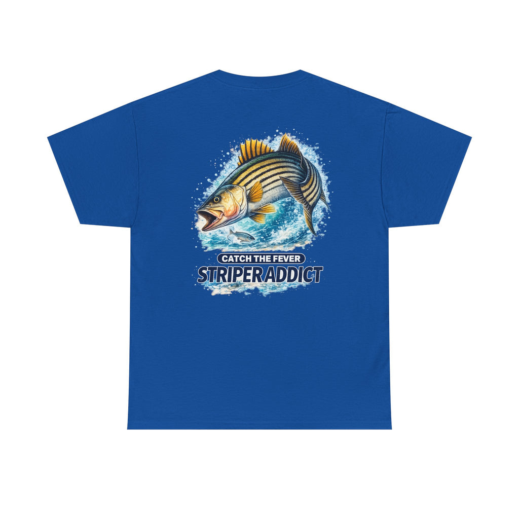 Striper Addict Fishing T‑Shirt — Catch the Fever Striped Bass Tee