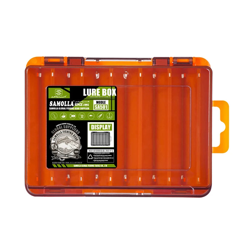 Double Sided Fishing Lure Boxes 12 Compartments Fishing Tackle Organizer With 2 Buckle Plastic Clear Storage Case