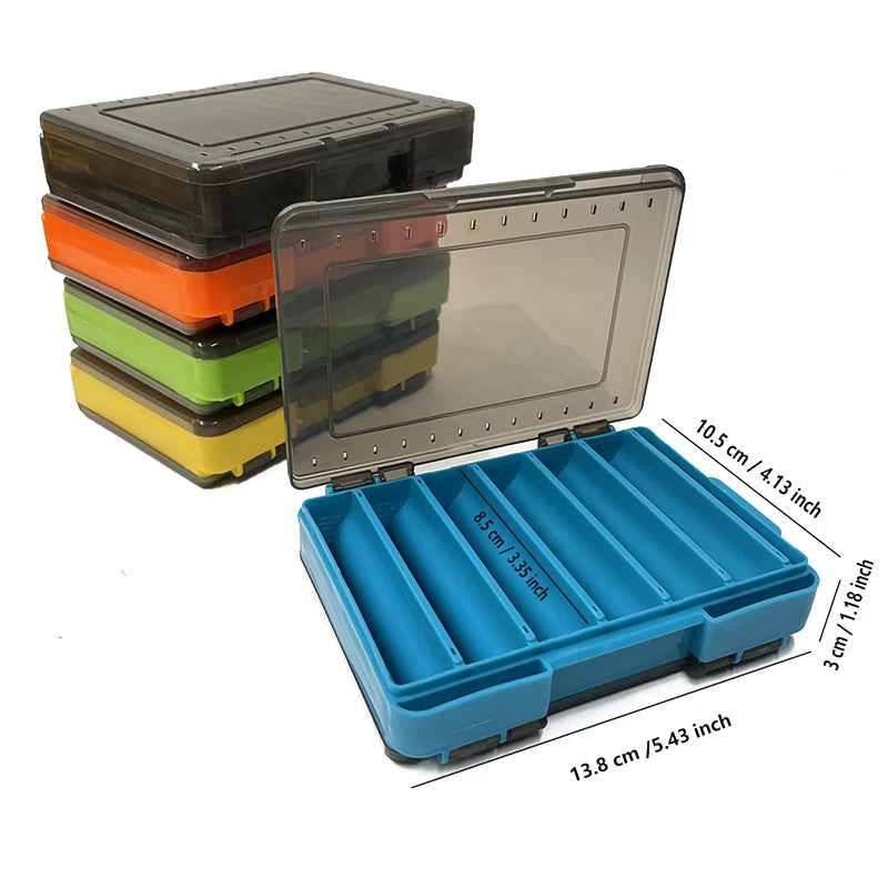 Double Sided Fishing Lure Boxes 12 Compartments Fishing Tackle Organizer With 2 Buckle Plastic Clear Storage Case