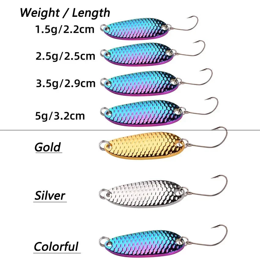 1.5g/2.5g/3.5g/5g Fishing Lures Tackle Metal Spoon Lure Hard Bait Sequins Lure Freshwater Saltwater Wobblers Spinner Spoons
