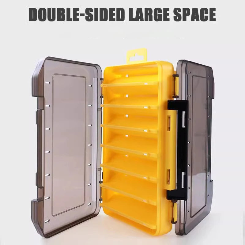 Double Sided Fishing Lure Boxes 12 Compartments Fishing Tackle Organizer With 2 Buckle Plastic Clear Storage Case