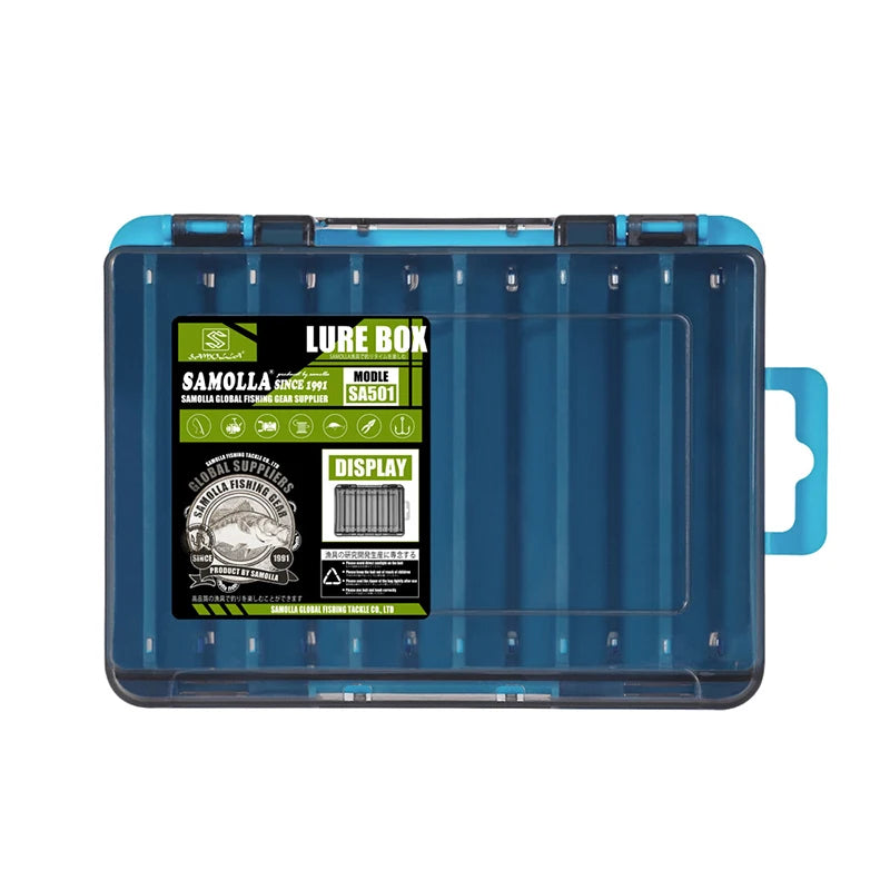 Double Sided Fishing Lure Boxes 12 Compartments Fishing Tackle Organizer With 2 Buckle Plastic Clear Storage Case