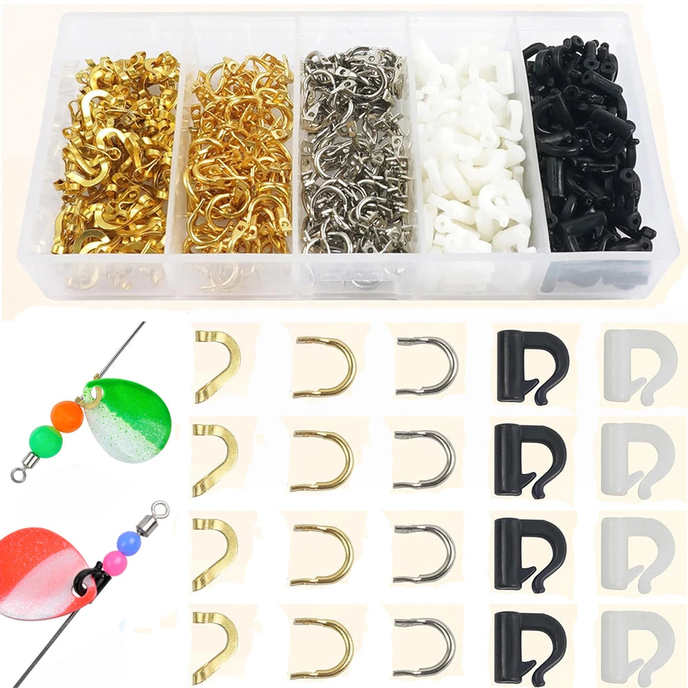 300Pcs Fishing Spinner Clevis Kit U-Shaped Spinner Clevis Spinner Blade Clevis for spinner bait Lure  Fishing Accessories Tackle