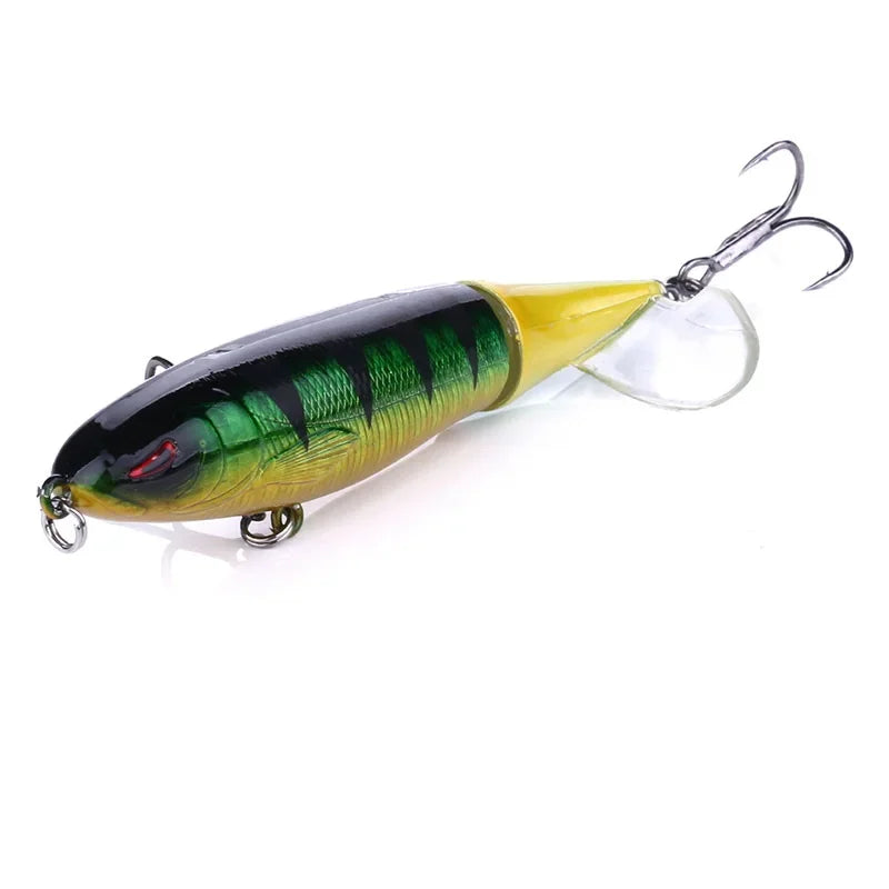 1pcs 10cm 14cm Topwater Spinner Fishing Lure Popper Artificial Pencil Hard Bait Propeller Rotating Tail Fishing Tackle Swimbait