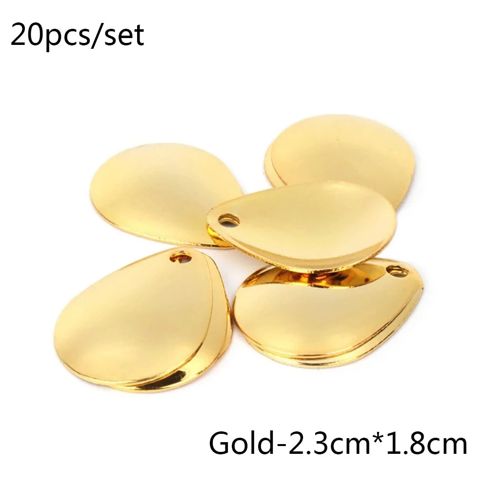 20pcs/lot Fishing Spinner Rings Blades Smooth Nickel Spoons Plaice Tackle Craft DIY Bait Fishing Tool Lure Accessories