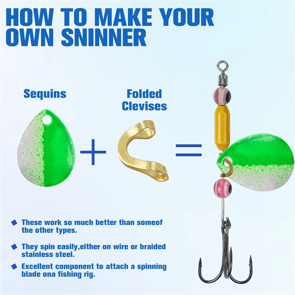 300Pcs Fishing Spinner Clevis Kit U-Shaped Spinner Clevis Spinner Blade Clevis for spinner bait Lure  Fishing Accessories Tackle