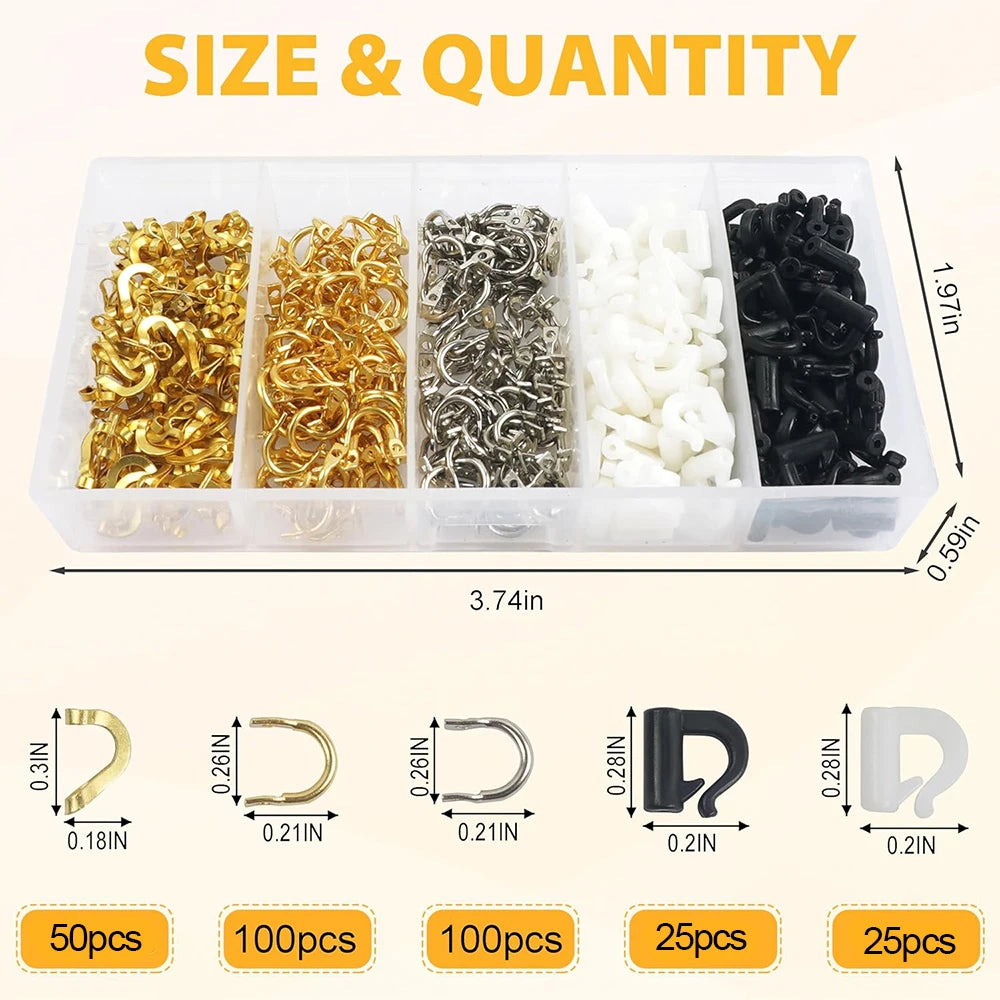 300Pcs Fishing Spinner Clevis Kit U-Shaped Spinner Clevis Spinner Blade Clevis for spinner bait Lure  Fishing Accessories Tackle