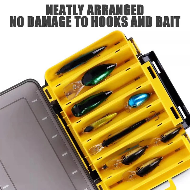 Double Sided Fishing Lure Boxes 12 Compartments Fishing Tackle Organizer With 2 Buckle Plastic Clear Storage Case