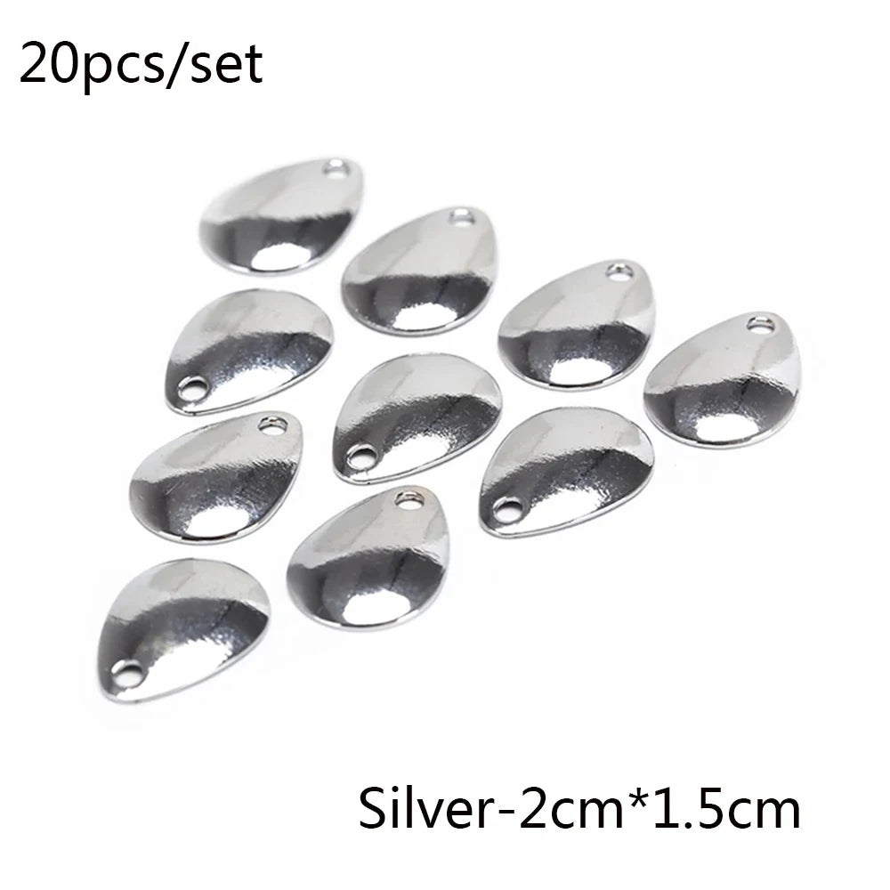 20pcs/lot Fishing Spinner Rings Blades Smooth Nickel Spoons Plaice Tackle Craft DIY Bait Fishing Tool Lure Accessories