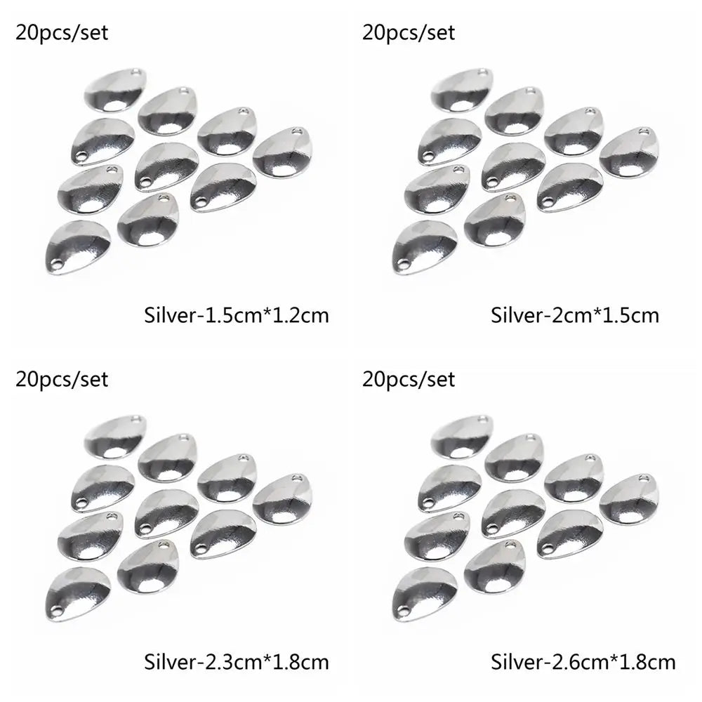 20pcs/lot Fishing Spinner Rings Blades Smooth Nickel Spoons Plaice Tackle Craft DIY Bait Fishing Tool Lure Accessories